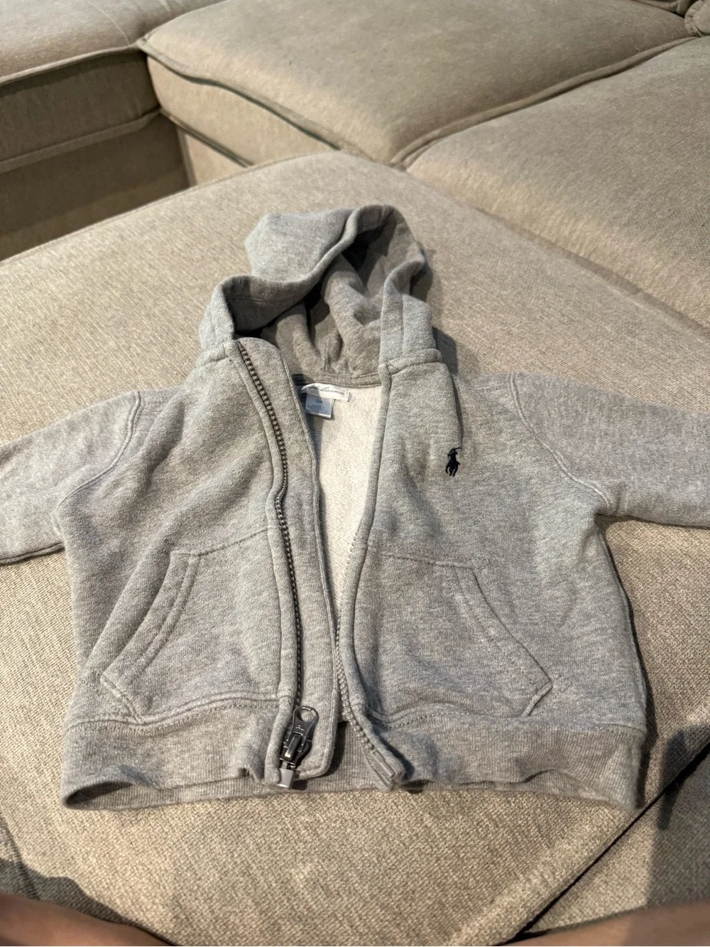 Ralph Lauren Light Grey Toddler Hooded Zip Sweatshirt